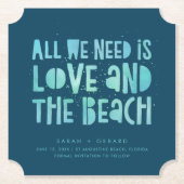 Beach Wedding Typography Wedding Save the Date Kartonnen Onderzetters (Voorkant)