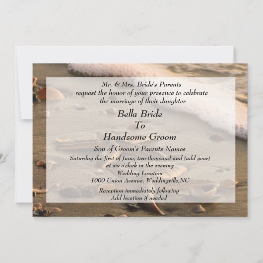 Beach Wedding-uitnodiging Kaart (Voorkant)