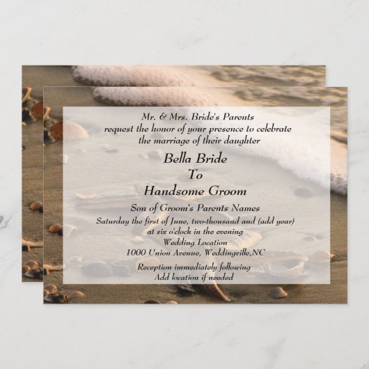 Beach Wedding-uitnodiging Kaart (Voorkant / Achterkant)