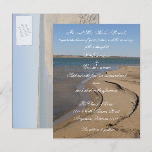 Beach Wedding-uitnodiging Uitnodiging Briefkaart (Voorkant / Achterkant)