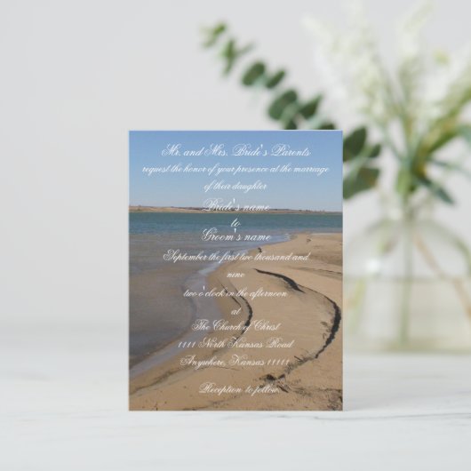 Beach Wedding-uitnodiging Uitnodiging Briefkaart (Staand voorkant)