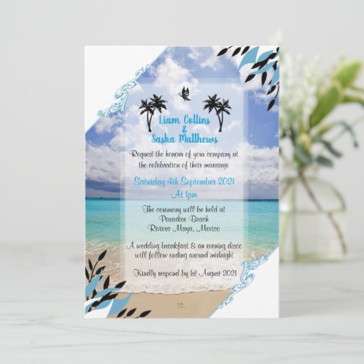 Beach Wedding-uitnodigingen Kaart (Staand voorkant)