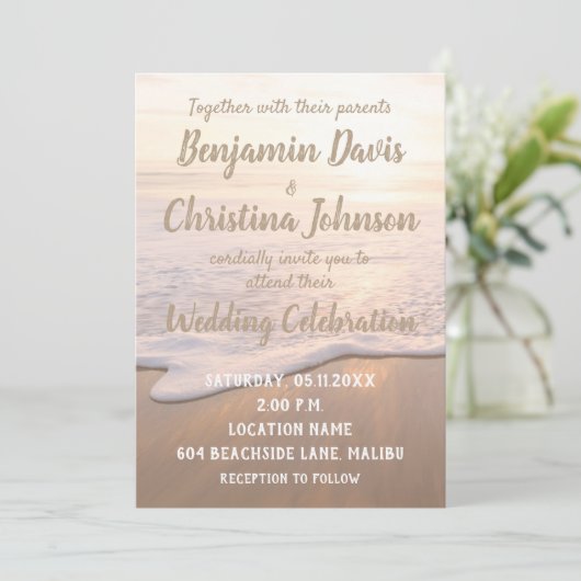 Beach Wedding-uitnodigingen Kaart (Staand voorkant)