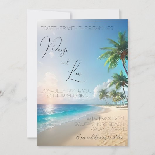 Beach Wedding-uitnodigingen Kaart (Voorkant)