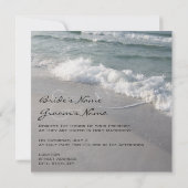 Beach Wedding-uitnodigingen - Ocean Waves & Sand Kaart (Achterkant)