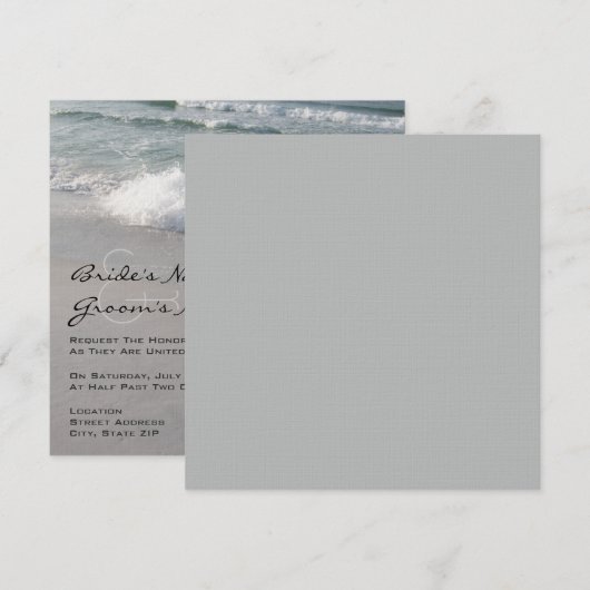 Beach Wedding-uitnodigingen - Ocean Waves & Sand Kaart (Voorkant / Achterkant)