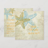 Beach Wedding-uitnodigingen/wit zand Kaart (Voorkant / Achterkant)