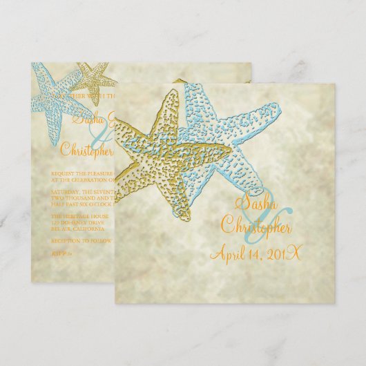 Beach Wedding-uitnodigingen/wit zand Kaart (Voorkant / Achterkant)