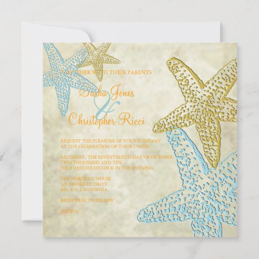 Beach Wedding-uitnodigingen/wit zand Kaart (Achterkant)