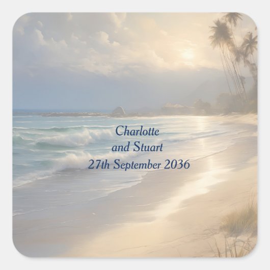 Beach Wedding Vierkante Sticker (Voorkant)