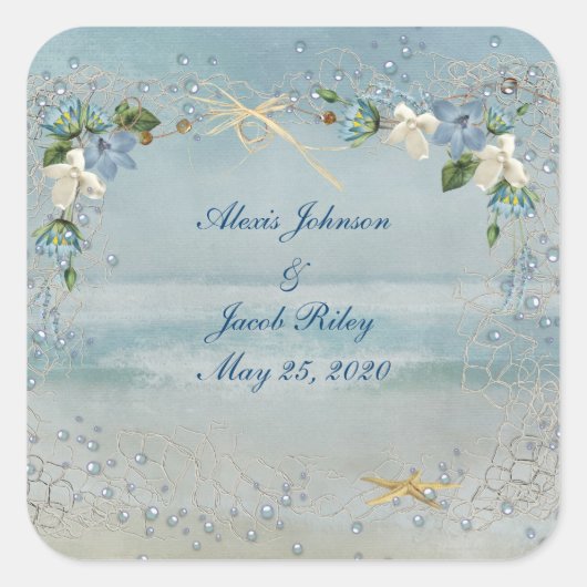 Beach Wedding Vierkante Sticker (Voorkant)
