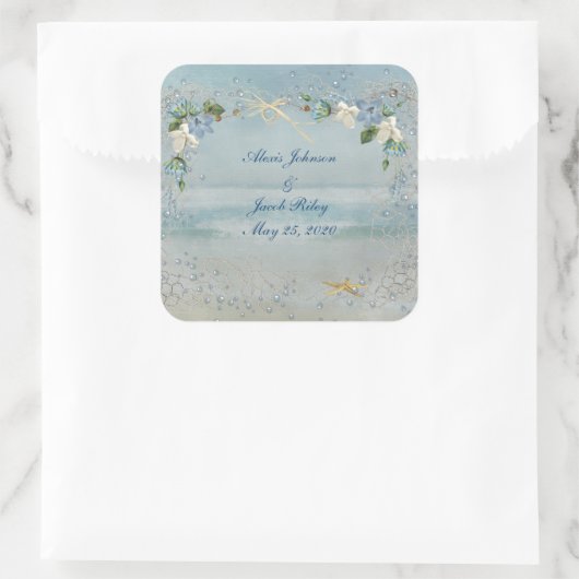 Beach Wedding Vierkante Sticker (Tas)