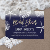 Beach Wedding Vrijgezellenfeest Navy Blue Seashell Kaart