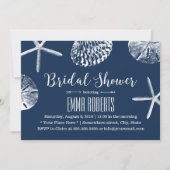 Beach Wedding Vrijgezellenfeest Navy Blue Seashell Kaart (Voorkant)