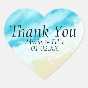 Beach Wedding Vrijgezellenfeest Sand Tropical Wave Hart Sticker