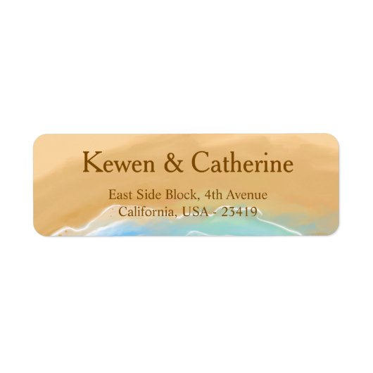 Beach Wedding Watercolor Etiket (Voorkant)