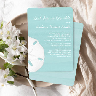 Beach Wedding Watercolor Sand Dollar Invitation Kaart