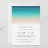 Beach Wedding Waterverf Ombre Modern Uitnodiging (Voorkant)