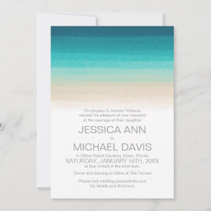 Beach Wedding Waterverf Ombre Modern Uitnodiging