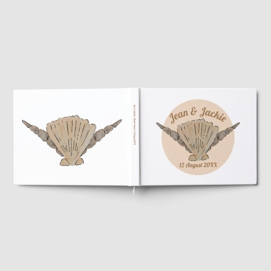 Beach Wedding Waterverf Sea Shells Gastenboek (Volledig)