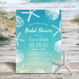 Beach Wedding Waterverf Seashells Vrijgezellenfees Kaart