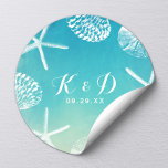 Beach Wedding Waterverf Seashells Weddenschap Ronde Sticker<br><div class="desc">Waterverf Seashells Beach Wedding Favor Stickers.</div>