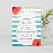 Beach Wedding Waterverf Stripes Pineappel Kaart (Staand voorkant)