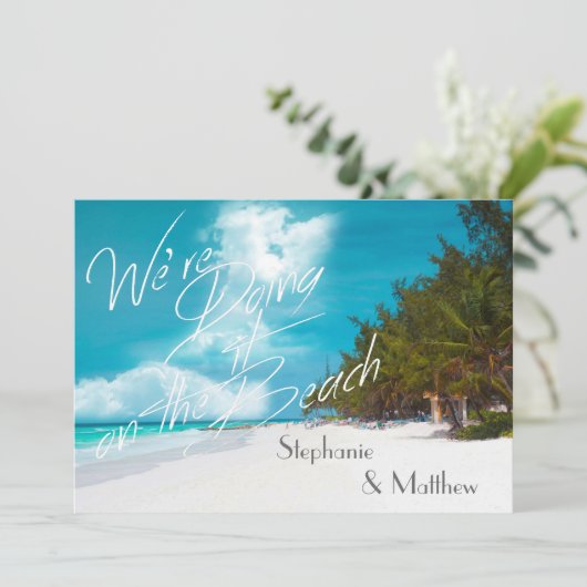 Beach Wedding We doen het op het Beach Wedding Kaart (Staand voorkant)