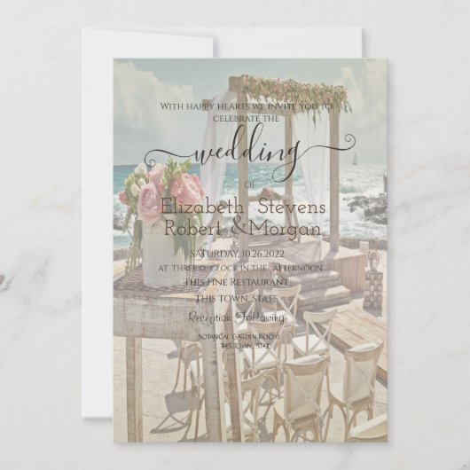 Beach Wedding Wedding Retro Arch Wedding Kaart (Voorkant)