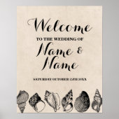 Beach Wedding Welcome Poster Shells Ocean (Voorkant)