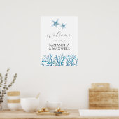 Beach Wedding Welkomstbord Waterverf Starfish Poster (Keuken)