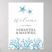 Beach Wedding Welkomstbord Waterverf Starfish Poster (Voorkant)