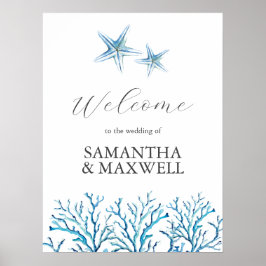 Beach Wedding Welkomstbord Waterverf Starfish Poster