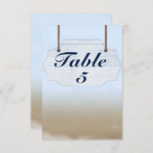 Beach Wedding White Wood Sign Table Number Kaart (Voorkant / Achterkant)