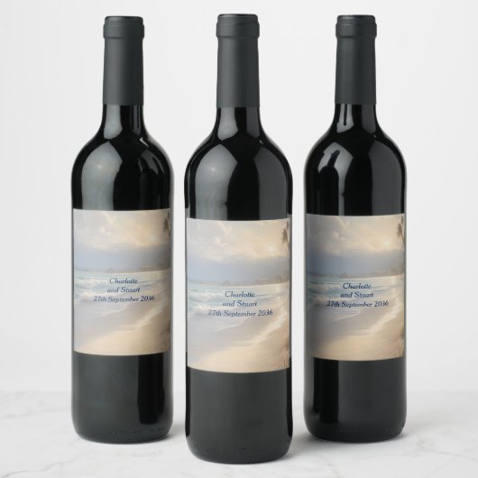 Beach Wedding Wijn Etiket (Flessen)