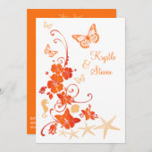 Beach Wedding | Zand, Oranje, wit | Bloemen Kaart (Voorkant / Achterkant)