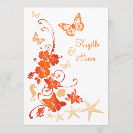 Beach Wedding | Zand, Oranje, wit | Bloemen Kaart
