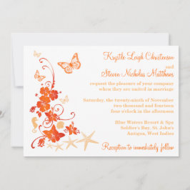 Beach Wedding | Zand, Oranje, wit | Bloemen Kaart