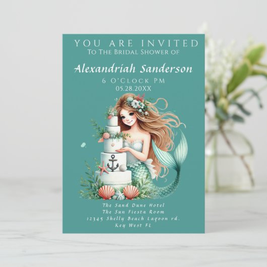 Beach Wedding Zeemeermin Vrijgezellenfeest Kaart (Staand voorkant)