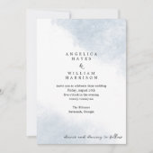BEACH WEDING INVITATION IN DUSTY BLUE WATERVERF KAART (Voorkant)