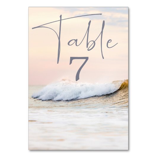 BEACH WEDING TABBLE KAART | OCEAN SUNSET NUMMER (Voorkant)