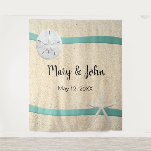Beach Weduwfoto Sand Dollar Beach Backdrop Wandkleed (Voorkant)