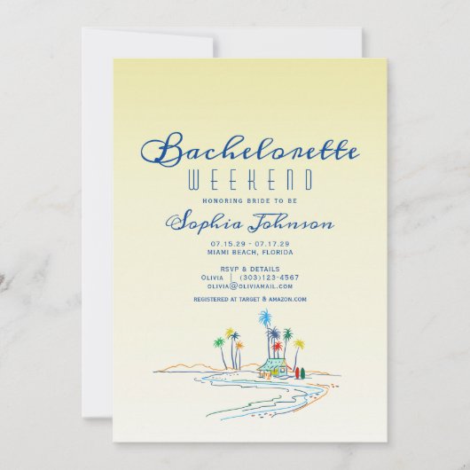 Beach Weekend Bachelorette Itinerary Uitnodiging (Voorkant)
