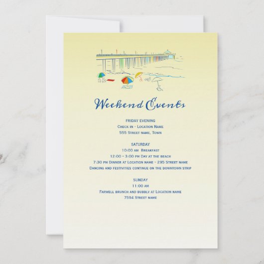 Beach Weekend Bachelorette Itinerary Uitnodiging (Achterkant)