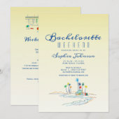 Beach Weekend Bachelorette Itinerary Uitnodiging (Voorkant / Achterkant)