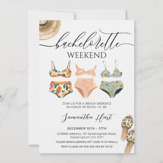 Beach Weekend Bikini Bachelorette Vrijgezellenfees Kaart (Voorkant)
