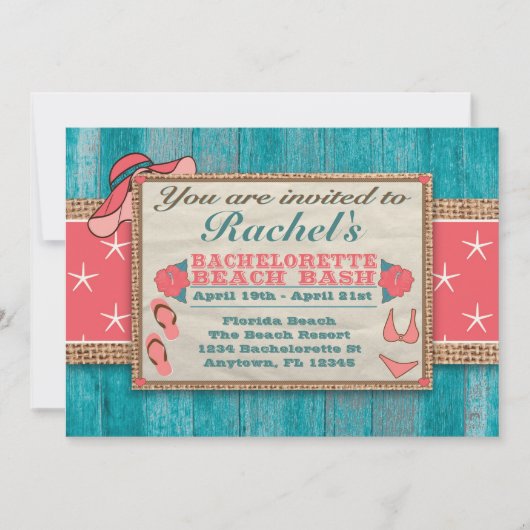 Beach Weekend Getaway Bachelorette Invitation SSM Kaart (Voorkant)