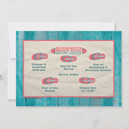 Beach Weekend Getaway Bachelorette Kaart (Achterkant)