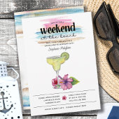 Beach Weekend Margarita en Hibiscus Bachelorette Kaart