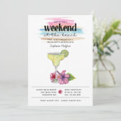 Beach Weekend Margarita en Hibiscus Bachelorette Kaart (Staand voorkant)